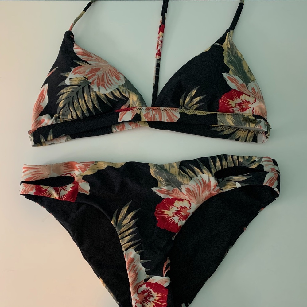 Roxy Black Floral Women's Bikini
